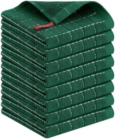 Kitinjoy 100% Cotton Terry Kitchen Dish Cloths, Dark Green by Kitinjoy