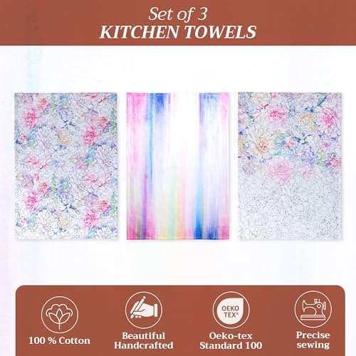 Maison d' Hermine Kitchen Towels Set of 3 Reusable 100% Cotton 27.50" x 20" - Image 2