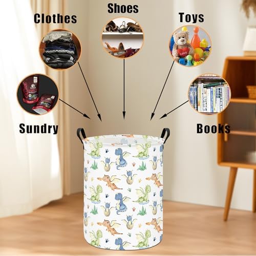 Round Laundry Basket Collapsible Storage Hamper Parent-child Dragon - Image 4
