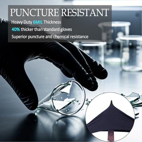 PROMEDIX P Black Disposable Nitrile Gloves, 6Mil 100 Pcs Food Safe Cooking - Image 6