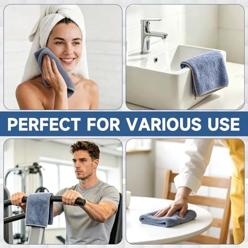TEAWOO Coral Velvet Navy Blue Washcloths 12 Pack, Highly Absorbent and Soft - Image 6