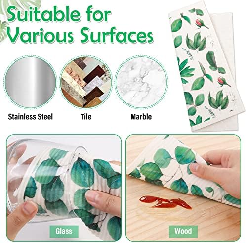 Lucomb 8 Pack Swedish Dish Cloths Washable, Reusable Cleaning Kitchen Paper - Image 5