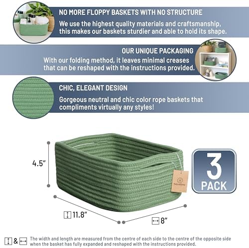 NaturalCozy 11.8"x8"x4.5” Rectangle Storage Baskets - Image 2