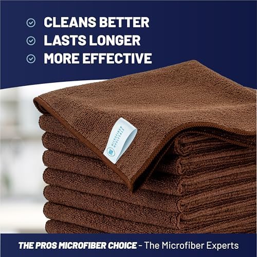 MW Pro Microfiber Cleaning Cloth | Brown | 12 Pack | 16” x 16” | Coffee - Image 2