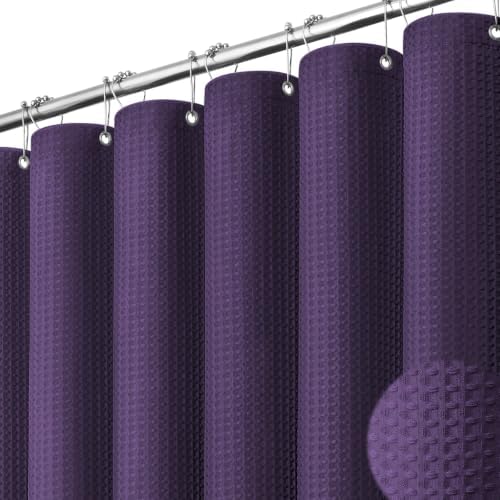 Dynamene Stall Waffle Shower Curtain 256 GSM Heavy Fabric 36x72 Purple by Dynamene