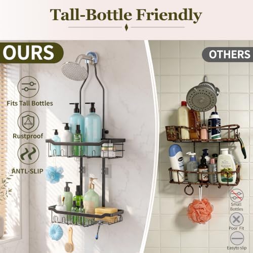Adjustable Shower Caddy Hanging Rustproof: Tool-free Height Adjustment - Image 3