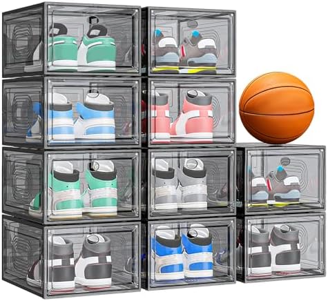 caktraie 10 Pack Shoe Organizer Stackable by shoeboxesanddeskorganizers