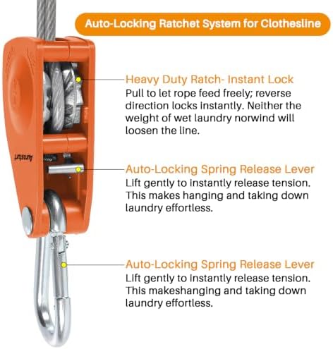 Retractable Clothesline Outdoor, 40FT Wire Ropes - Image 3