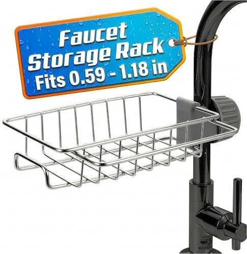 Kitchen Sink Faucet Organizer, 6.77 in, Fits 0.59-1.18 in Pipes by AZZORI
