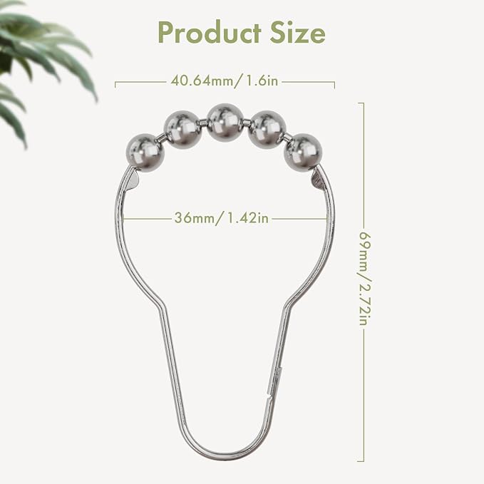 Shower Curtain Hooks, Decorative Shower Curtain Hooks Rust Proof Stainless - Image 3