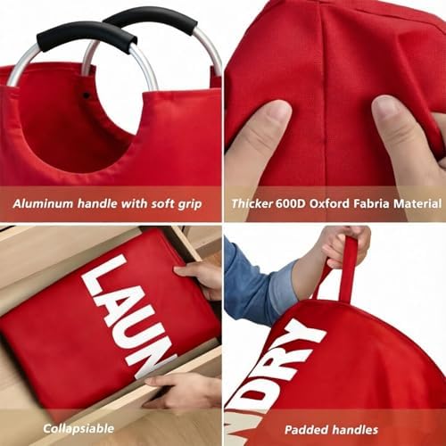 Maxsilan 90L Large Laundry Basket Bag, Collapsible Tall Hamper - Image 3