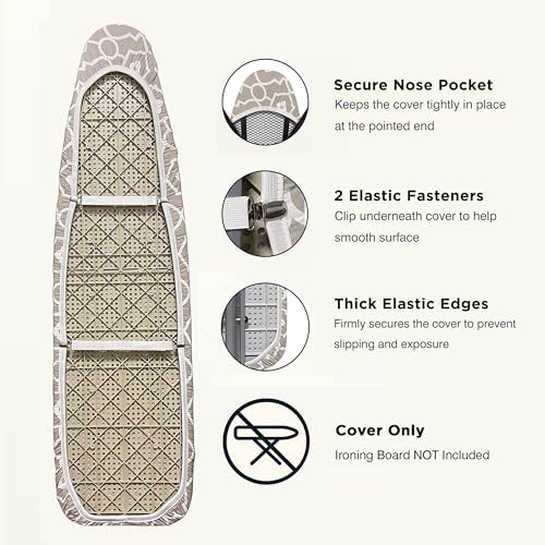 UniSimp Ironing Board Cover and Pad 18"x54" Extra Thick Natural Cotton Scorch & - Image 4