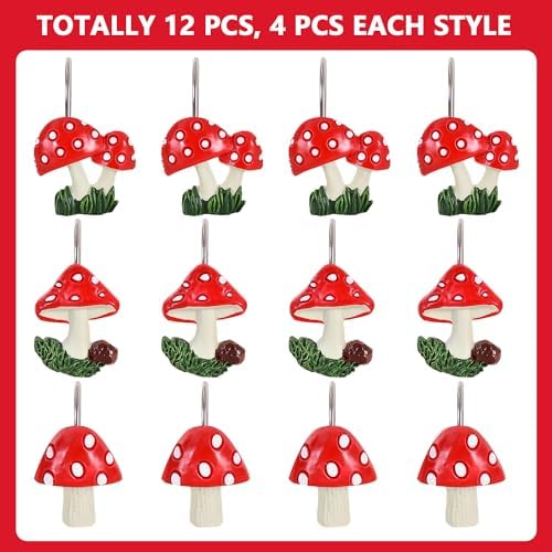 12-Piece Mushroom Shower Curtain Hooks - Image 2