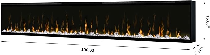 Dimplex IgniteXL 100" Built-in Linear Electric Fireplace (Model: XLF100), 8530/5118 BTU, 240/120 Volt, 2500/1500 Watt, Black