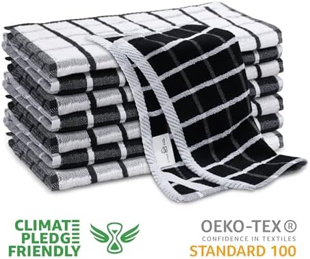Urban Villa Kitchen Towels Cotton Dish Towels 12”x12” Black White - Image 2