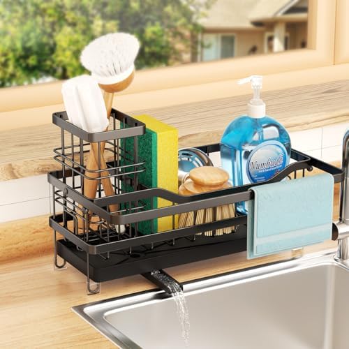 Sponge Holder for Kitchen Sink, Self-draining Sink Organizer by GUUKAR