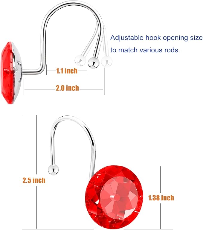 12PCS Stainless Steel Shower Curtain Hooks Rings - Image 2