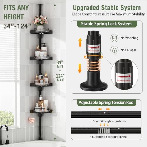 360° Rotating Corner Shower Caddy Tension Pole Organizer - Image 2