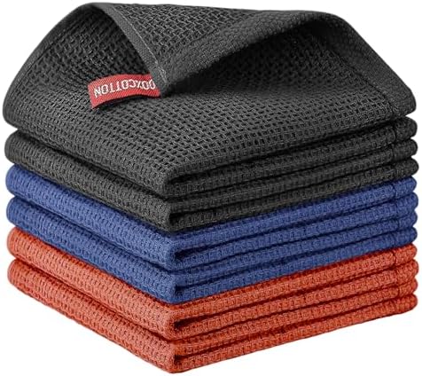 Nialnant 6 Pack Kitchen Towels, 100% Cotton, 12x12 Inches by Nialnant