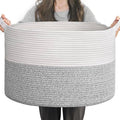 INDRESSME Large Woven Rope Blanket Basket Living Room Light Grey by INDRESSME