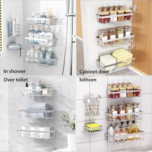 Liuoud 10 Pack Shower Caddy for Inside Shower Silver Bathroom Storage Decor - Image 3