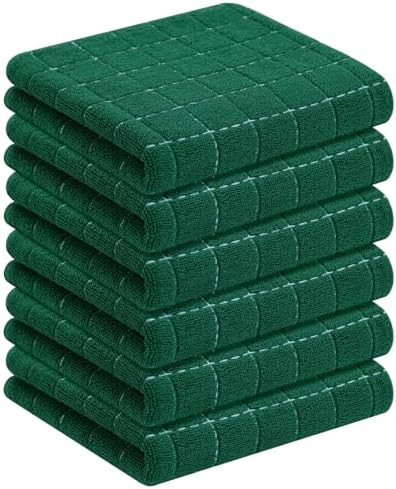 Homaxy 100% Cotton Terry Kitchen Towels, 6 Pack, Dark Green by Homaxy
