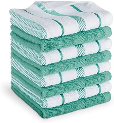 KitchenAid Albany Dishcloth 8 Pack Set, Aqua Sky/White by KitchenAid