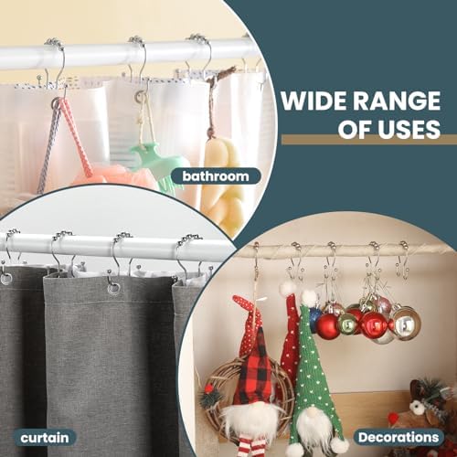 Shower Curtain Hooks, OEH Shower Curtain Rings, Chrome Shower Curtain Hooks - Image 6