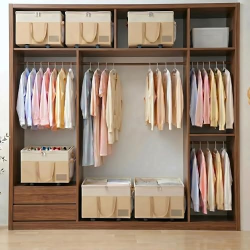 2 Pack Large Shoe Organizer for Closet, 32 Pairs Shoe Storage Box Beige - Image 2