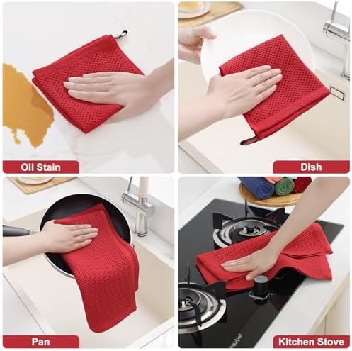 Homaxy 16 Pack 100% Cotton Kitchen Towels and Dishcloths Set - Image 5