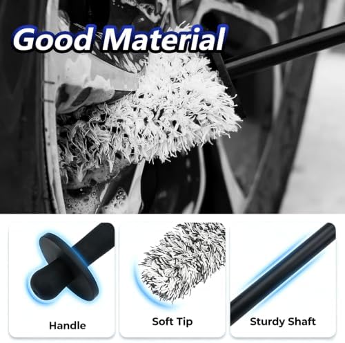 OJJ 2026 New 2pcs Long Handle Microfiber Wheel Brush Car Duster Exterior - Image 5