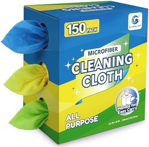 GLIMGLINT Microfiber Cleaning Cloth 150 Pack, Reusable Paper Towels 11 x 9 by Unknown