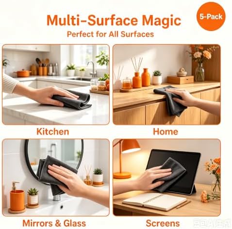 5 Pack Genie Cloth Magic Cloth, Magic Cleaning Cloth, Microfiber Cleaning Cloths - Image 6