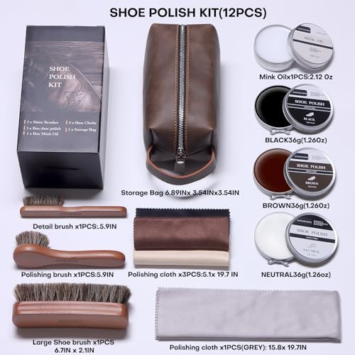 RAPSAKEMOH Shoe Polish Kit, Horsehair Brush Shoe Shine Kit - Image 5