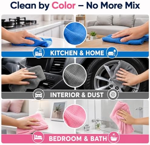 GLIMGLINT Microfiber Cleaning Cloth 150 Pack, Reusable Paper Towels 11 x 9 - Image 4