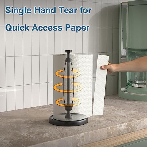 Paper Towel Holder Countertop, One-Handed Tear, Stainless Steel, Weighted Base - Image 3