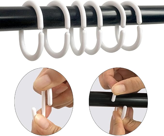 Plastic Shower Curtain Hooks C Shape Shower Curtain Rings - Image 3