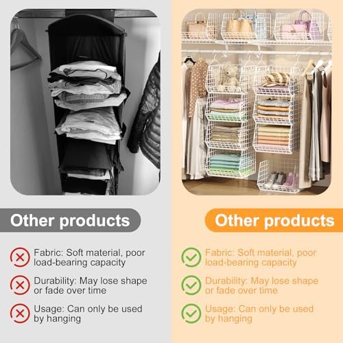 4 Tier Closet Hanging Organizer Foldable Dorm Closet Organizer White - Image 2