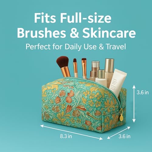Large Pencil Case, Quilted Cotton Pencil Pouch, Cute Floral Pen Bag - Image 3