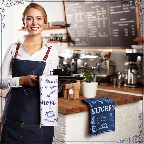 Bencailor 6 Pcs Blue White Kitchen Towels Decorative Sets Dish Towels Absorbent - Image 2