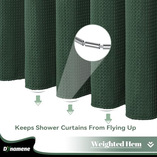 Dynamene Extra Long Waffle Shower Curtain 256 GSM Fabric 72x90 Dark Green - Image 5