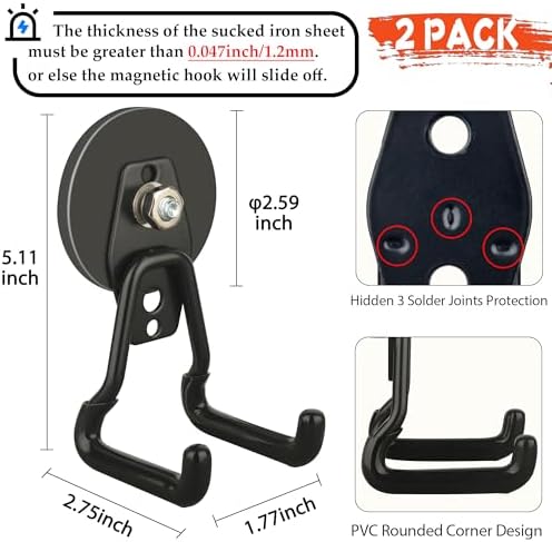 ULIBERMAGNET New Upgraded Large Magnetic Hooks, Strong Heavy Duty Magnet Hooks - Image 3