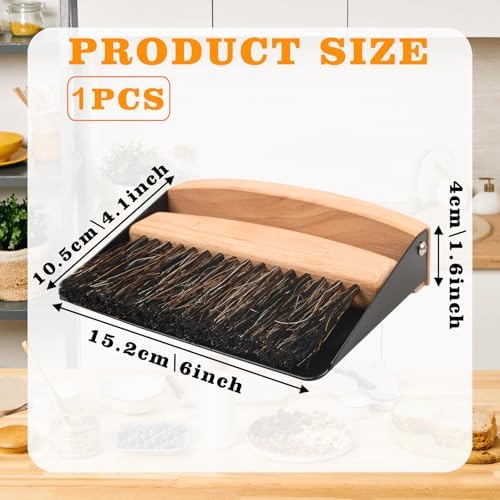 Small Dust Pan and Brush Set, Mini Hand Broom and Dustpan Set, Wooden Crumb - Image 2