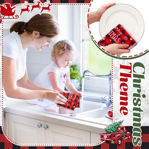 Mindsoft 36 Pcs Christmas Reusable Paper Towels Rolls Washable Bulk Christmas - Image 5