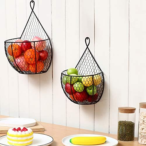 ERYTLLY Metal Fruit And Vegetable Storage Hanging Basket Wall Mounted, - Image 2