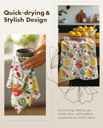 Miss Adola Flour Sack Kitchen Towels Set of 2, Fruit Symphony - Image 4