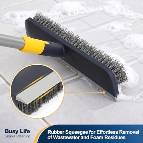 Yocada Floor Scrub Brush Telescopic Handle 2 in 1 Scrape Brush 55.9 inch - Image 3