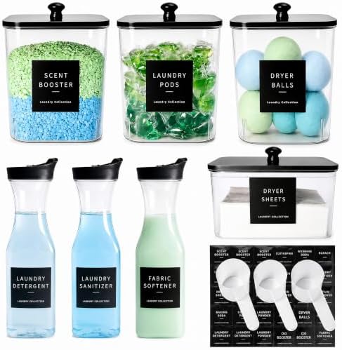 4+3 Pack Laundry Pods Containers & Dryer Sheet Holder & Laundry Detergent by Unknown