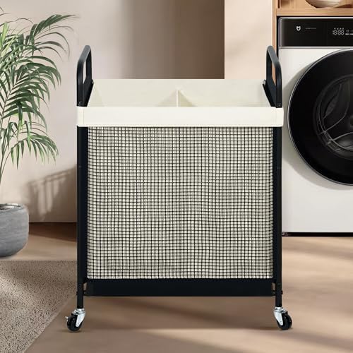 STO STO Laundry Hamper 2 Section, 100L Rolling Laundry Sorter Cart - Image 2