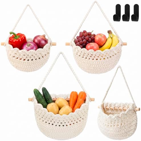 Honeydak 3 Hanging Baskets, Cotton Rope by Honeydak